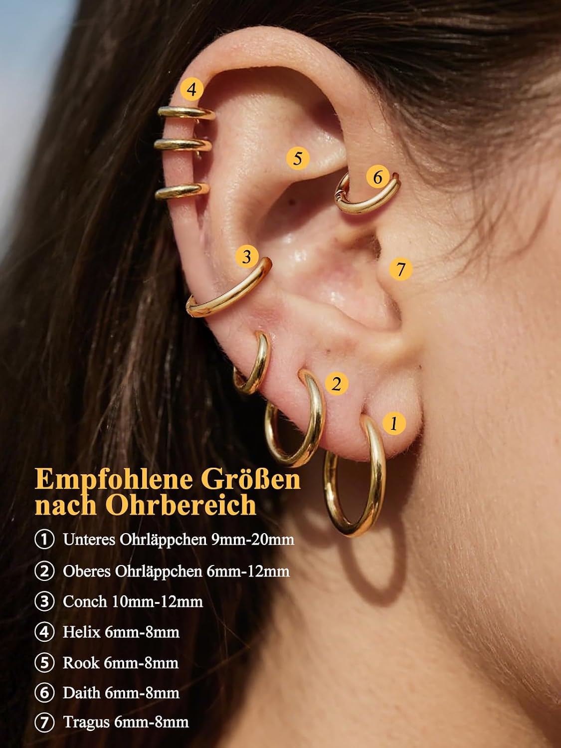 Detalle de U7 Huggie Creolen mini Hoop aus Edelstahl 12 mm