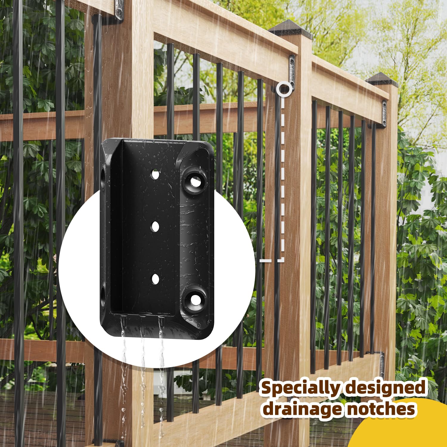 Detalle de Toscoco T-BBC-091204 Deck Railing Brackets for 2×4 Wood, Nylon 66, Black