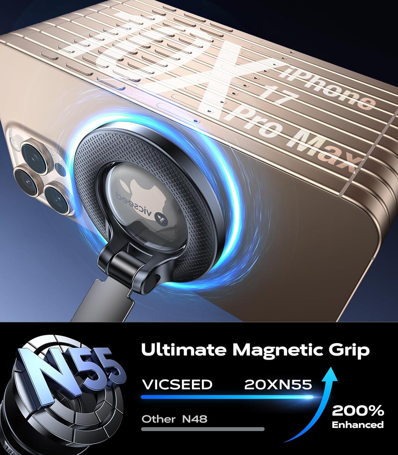 Detalle 2 de VICSEED Magsafe Car Mount 55+KG suction