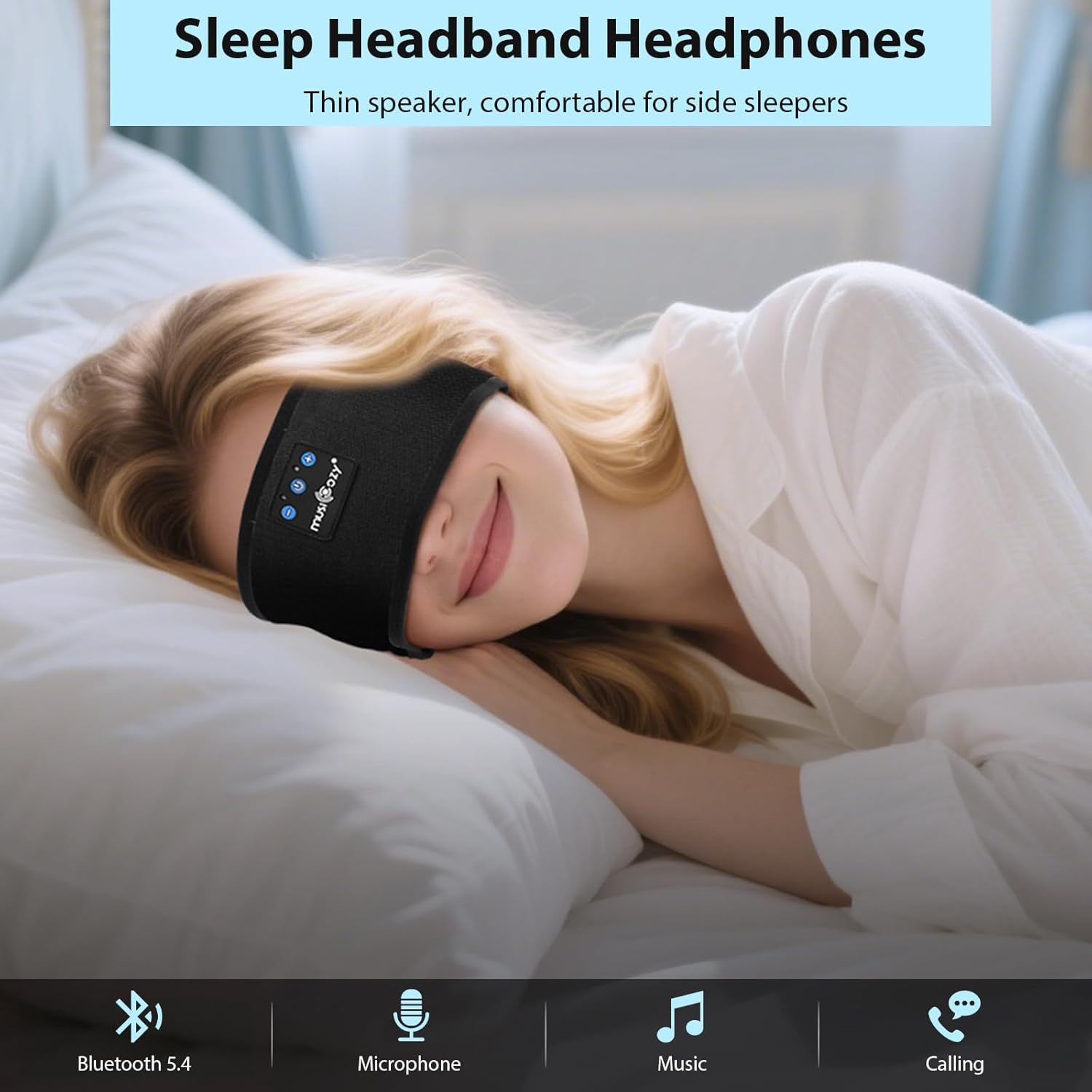 Detalle de MUSICOZY Schlafkopfhörer Bluetooth 5.4 Bequemkeit 14h