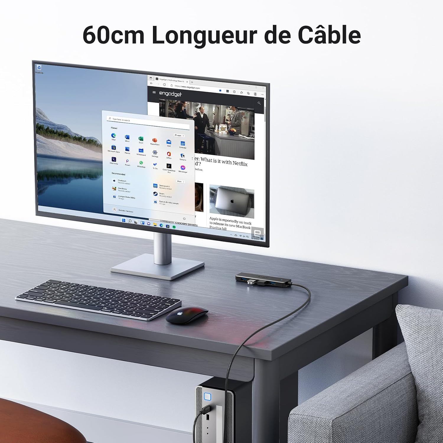 Detalle 2 de UGREEN Hub USB 3.0 4 ports de données 5Gbps