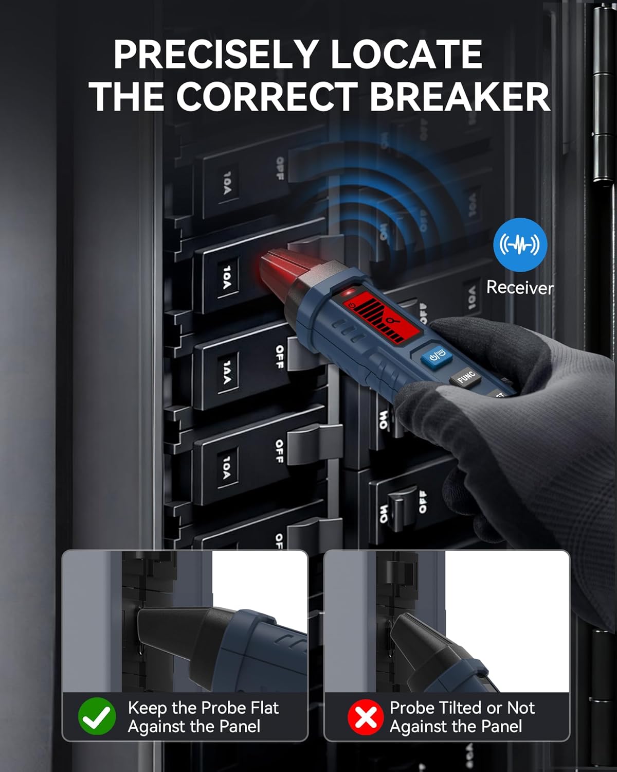 Detalle de VENLAB VCT03P Circuit Breaker Finder with LCD, GFCI Testing and NCV