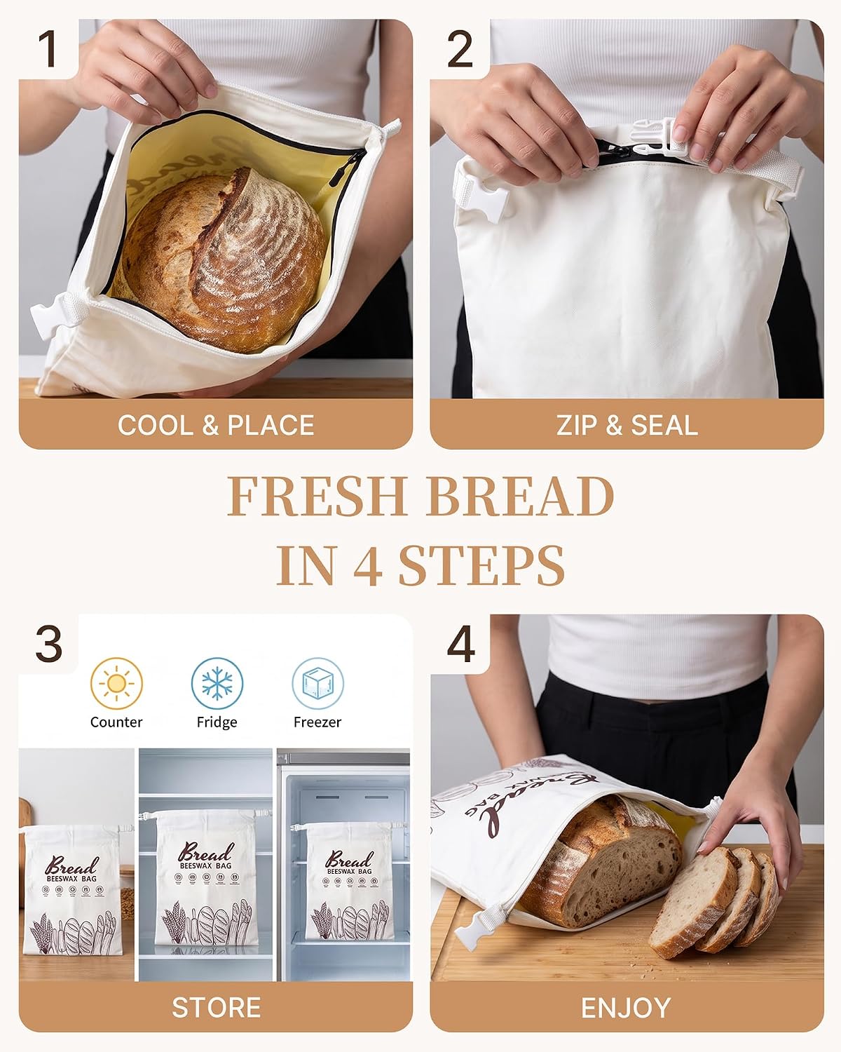 Thumbnail 5 de Reusable Beeswax Bread Bags, 17 x 12.8 Inch