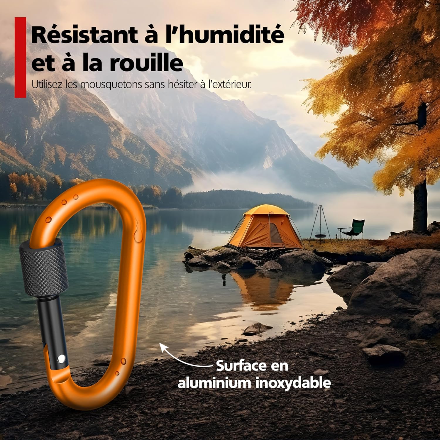 Thumbnail 3 de RAVN HAMAN – 10 mousquetons de sécurité à vis, aluminium, 8 mm, intérieur/extérieur (jusqu'à 30 kg chacun)