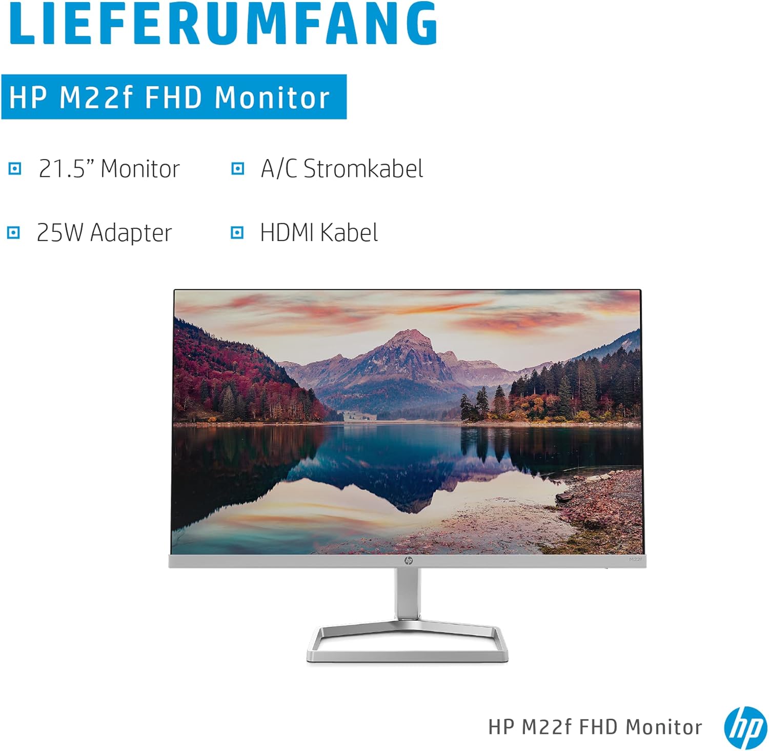 Thumbnail 5 de HP M22f Monitor (21,5 Zoll) Full HD IPS, 75 Hz, 5 ms – VGA & HDMI 1.4, silber/schwarz