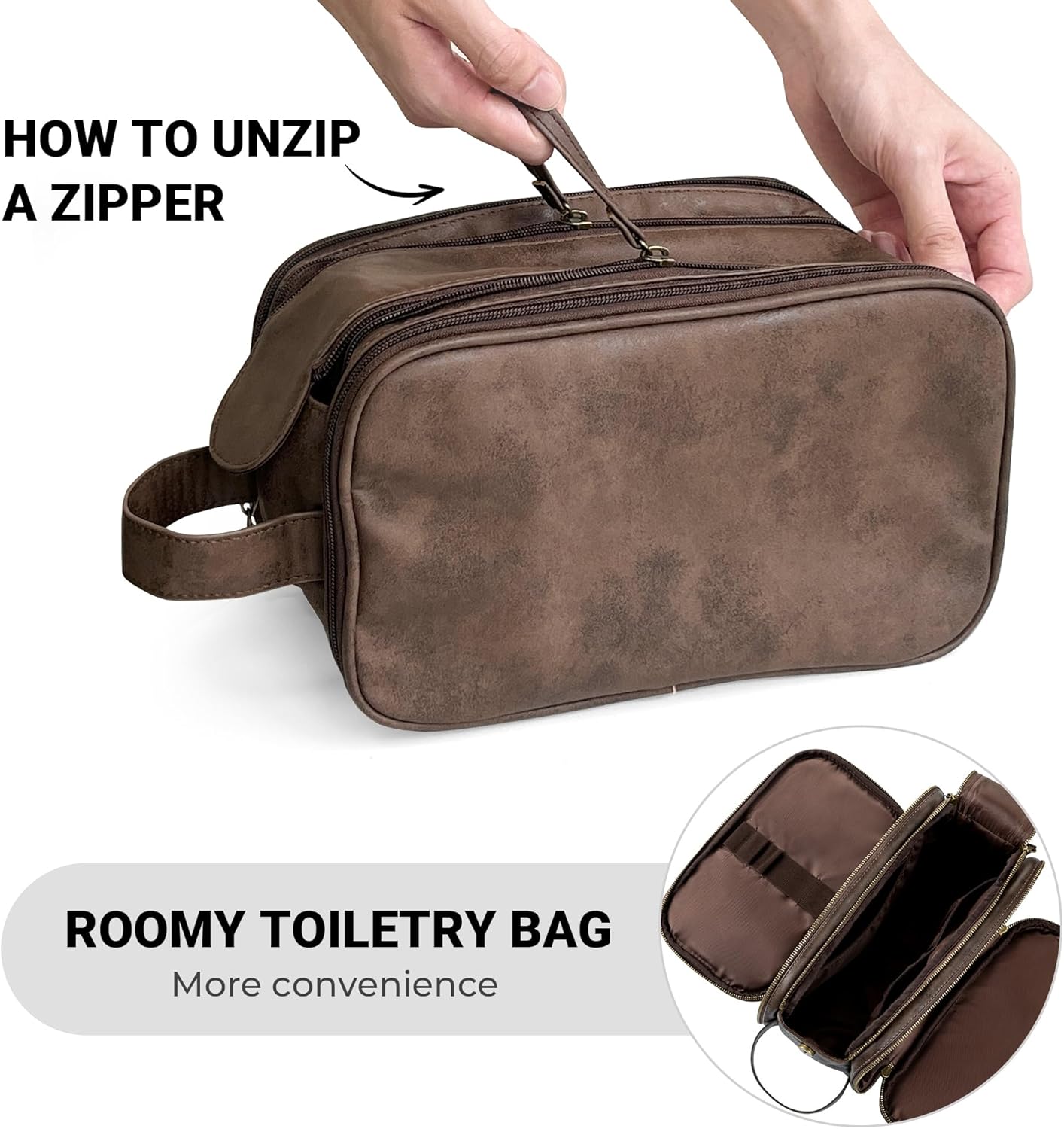 Detalle de Elviros water-resistant PU leather toiletry bag