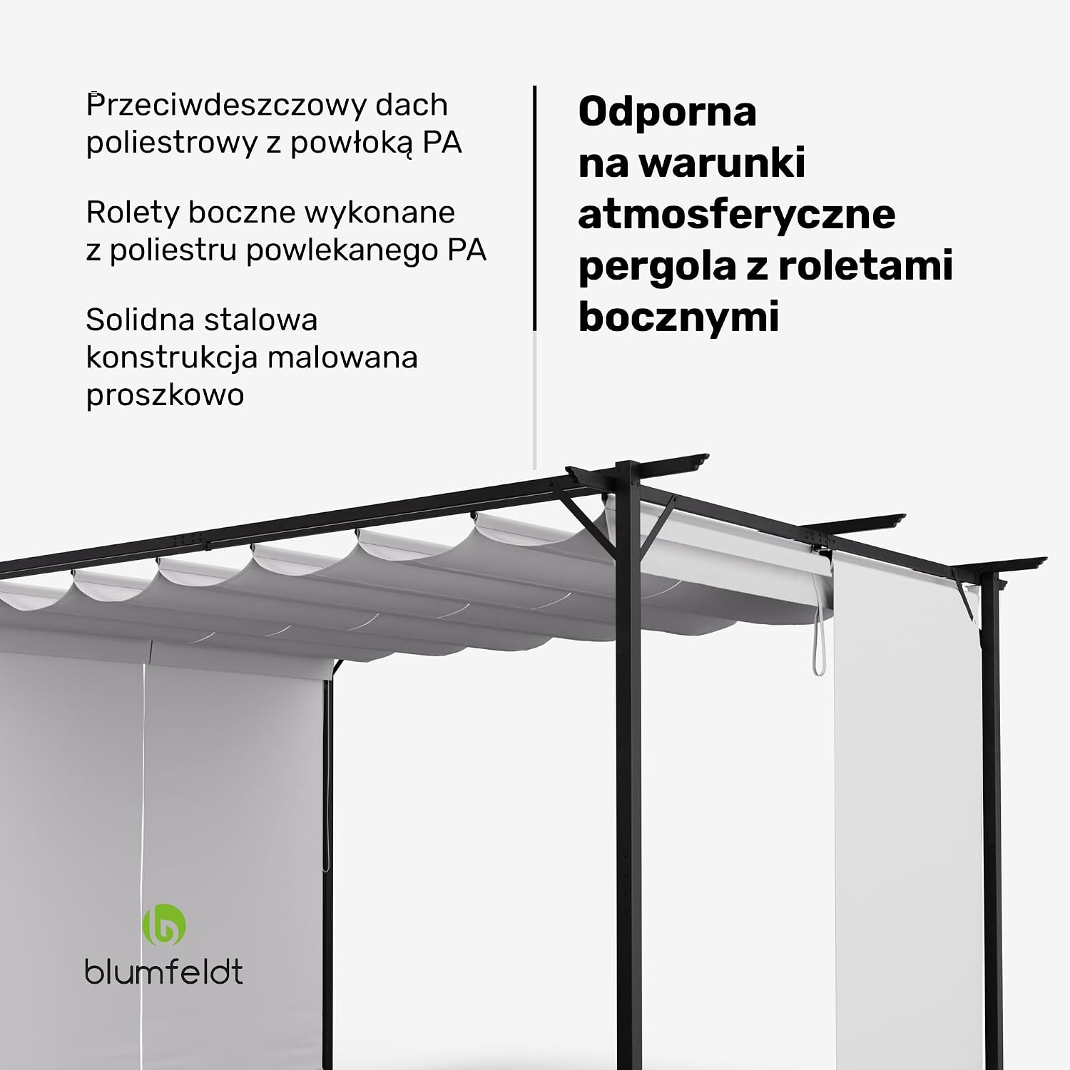 Detalle 2 de blumfeldt Pantheon – pawilon ogrodowy 3 × 4 m z żaluzjami i stalowym stelażem