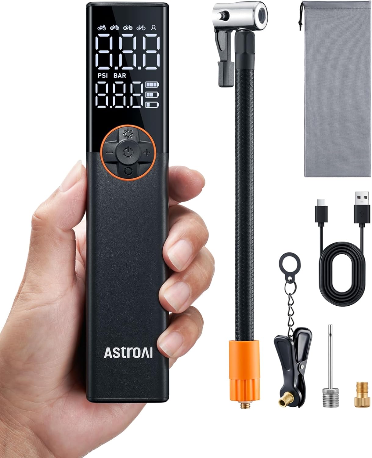 Detalle de AstroAI Fahrradpumpe Elektrische Luftpumpe 150 PSI