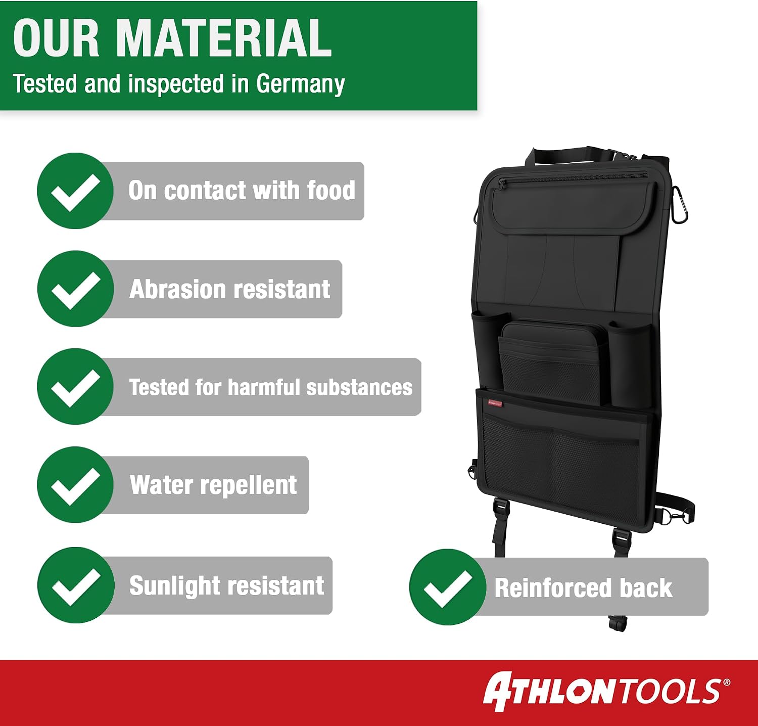 Thumbnail 6 de ATHLON TOOLS Der stabilste Autositz-Organizer mit verstärkter Rückwand und integriertem Tablet-Halter