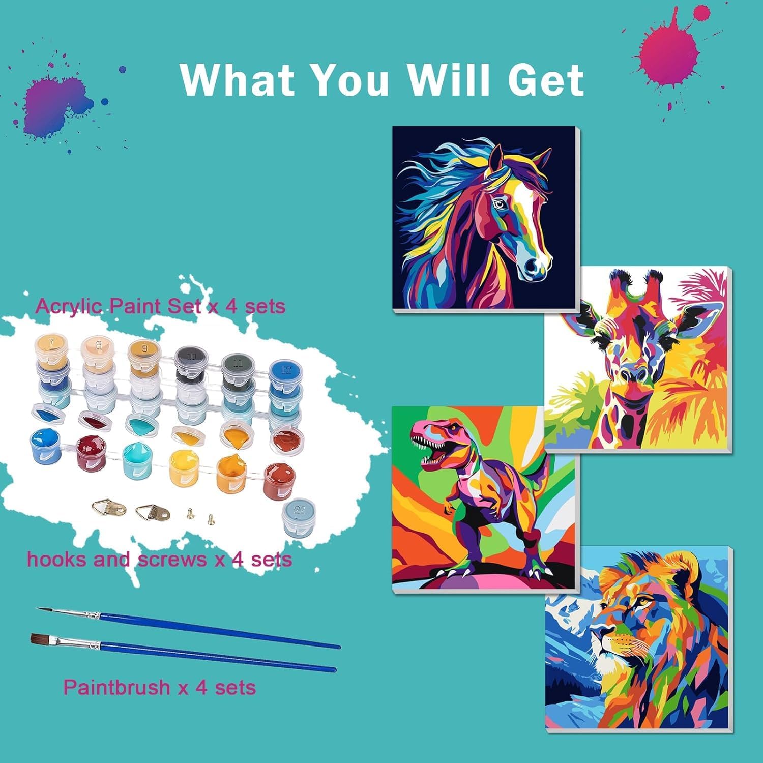 Thumbnail 2 de BEAYIOU 4 Pack Paint by Numbers for Kids 8–12