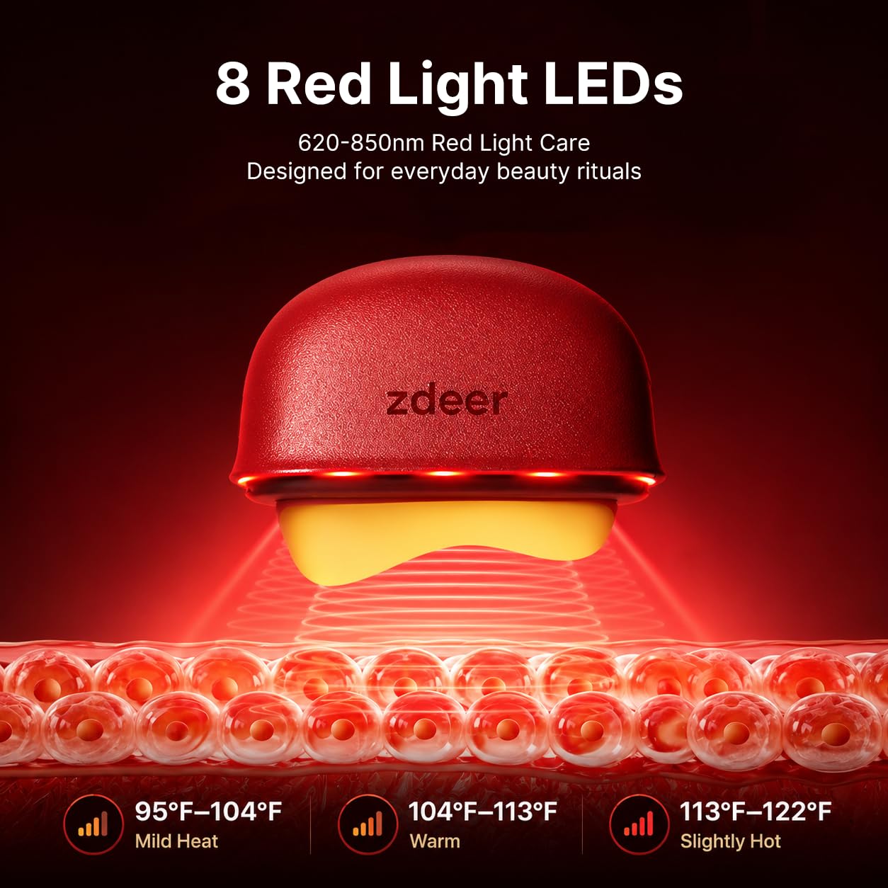 Thumbnail 6 de ZDEER LED Red Light Therapy for Face & Neck Massager (Red) with Heat and Vibration