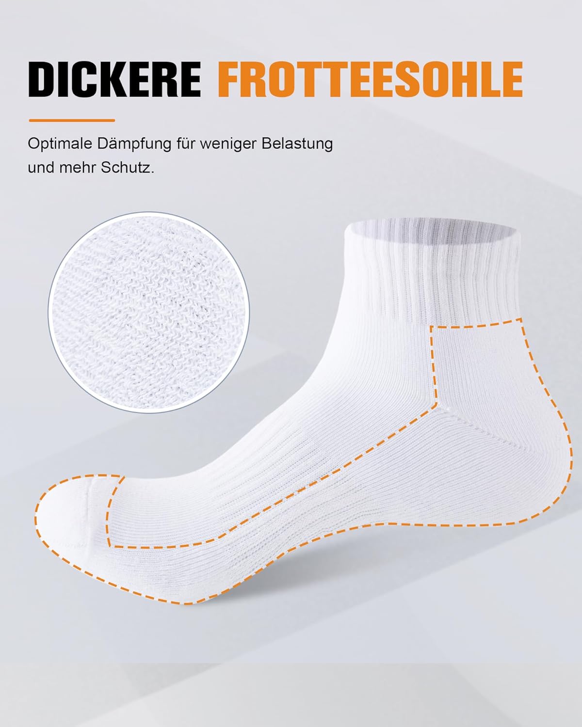 Thumbnail 3 de EconioSocken Calzini sportivi corti traspiranti da uomo (cotone) da corsa, tennis e lavoro, 6/10 paia