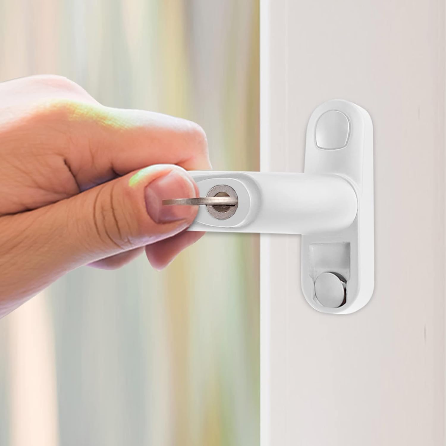 Thumbnail 3 de Neoteck 10 Pcs UPVC Window Handle – White Inline Espag, 43mm Centres, Locking Push Button for Double Glazing
