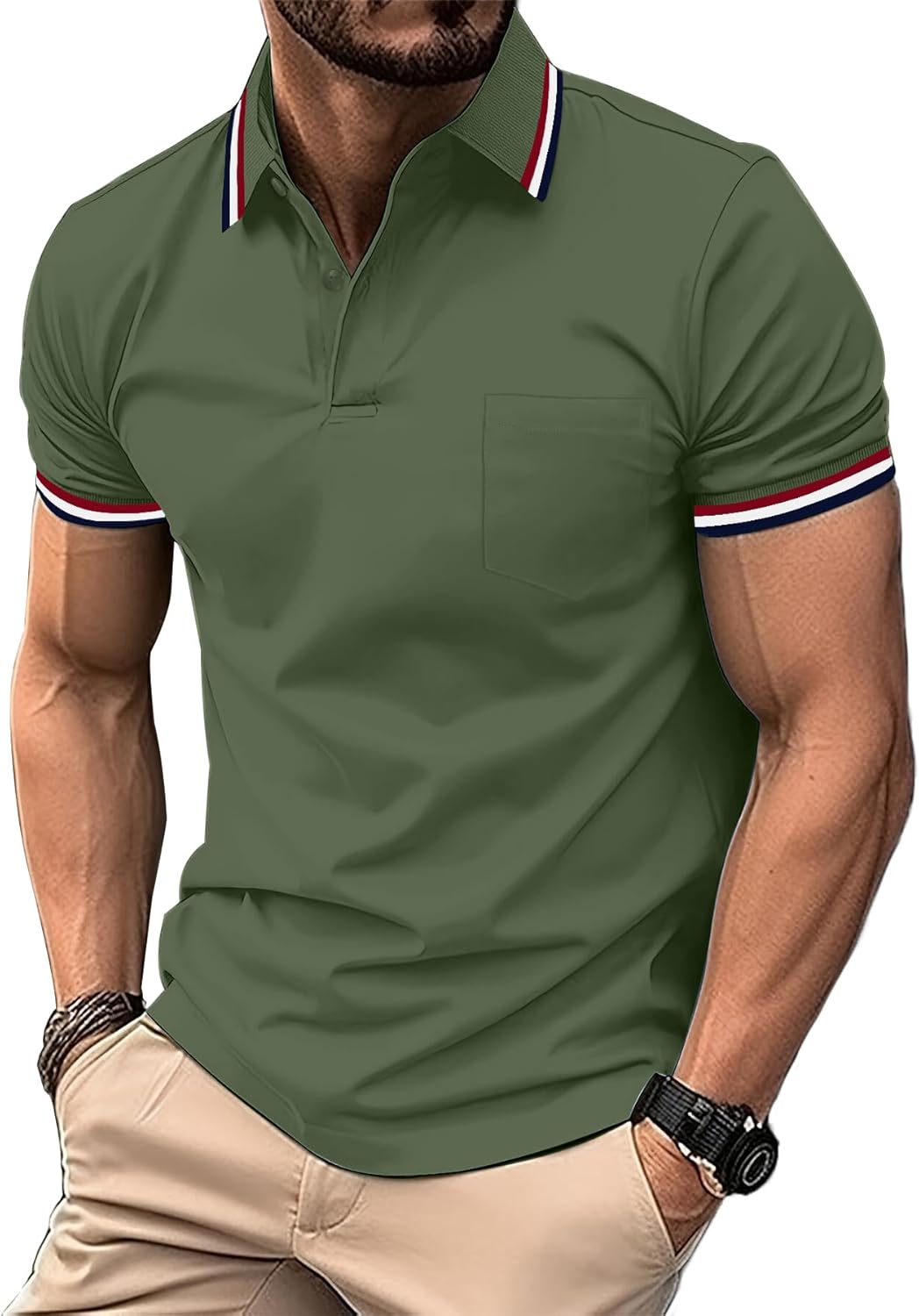 Detalle de LLdress Polo Uomo Maniche Corte – Pacco da 3 Polo da Golf/Tennis Traspirante, Leggera