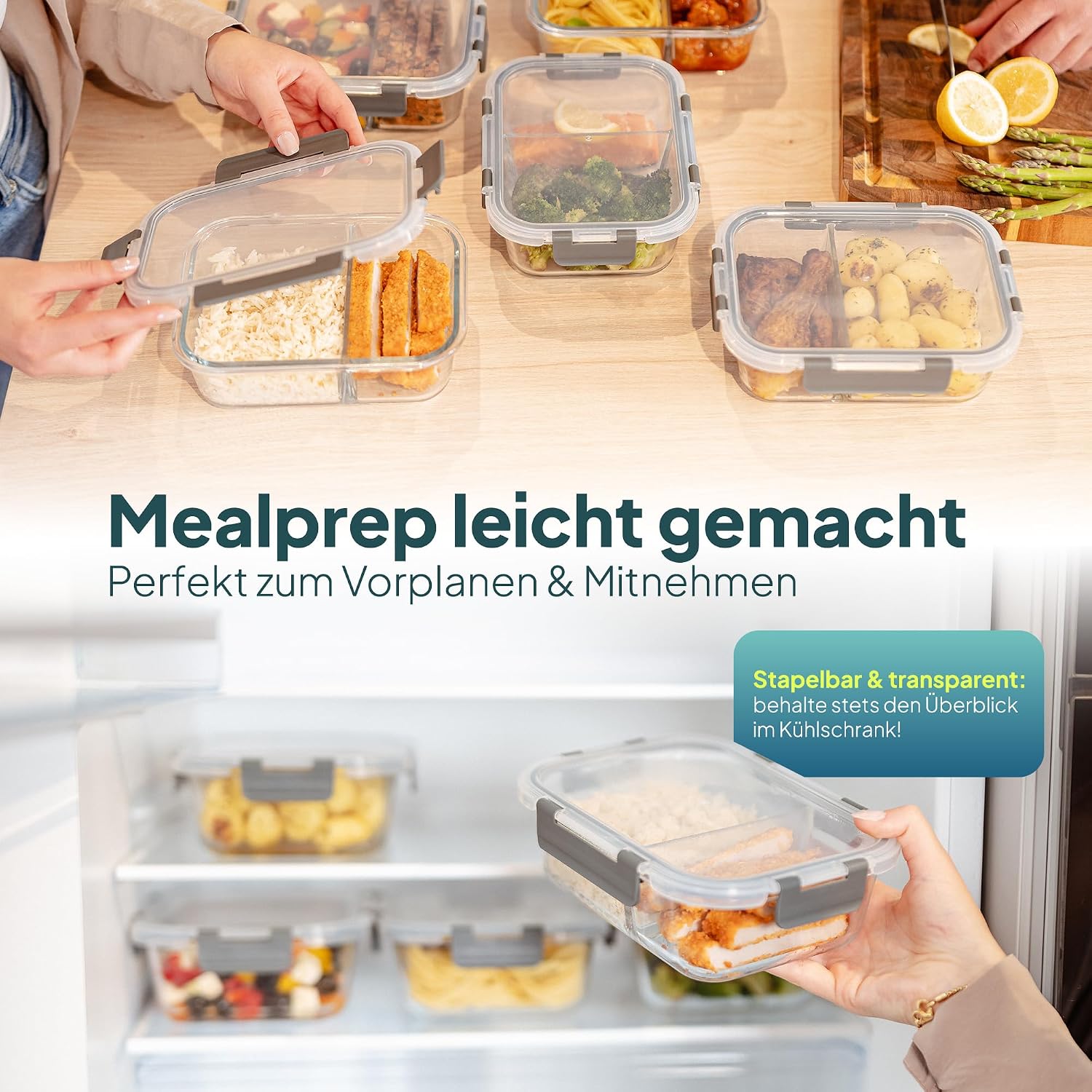Thumbnail 3 de uandu Meal Prep Boxen Glas 2 Fächer 950 ml