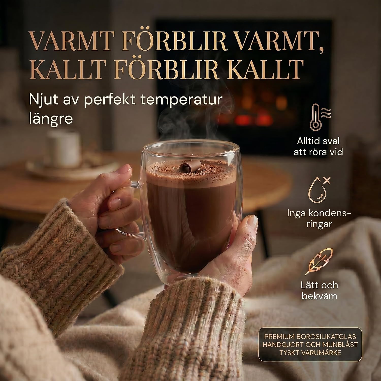 Detalle de GOODS+GADGETS Dimono dubbelväggiga glasmuggar 300 ml, 6-pack i borosilikatglas