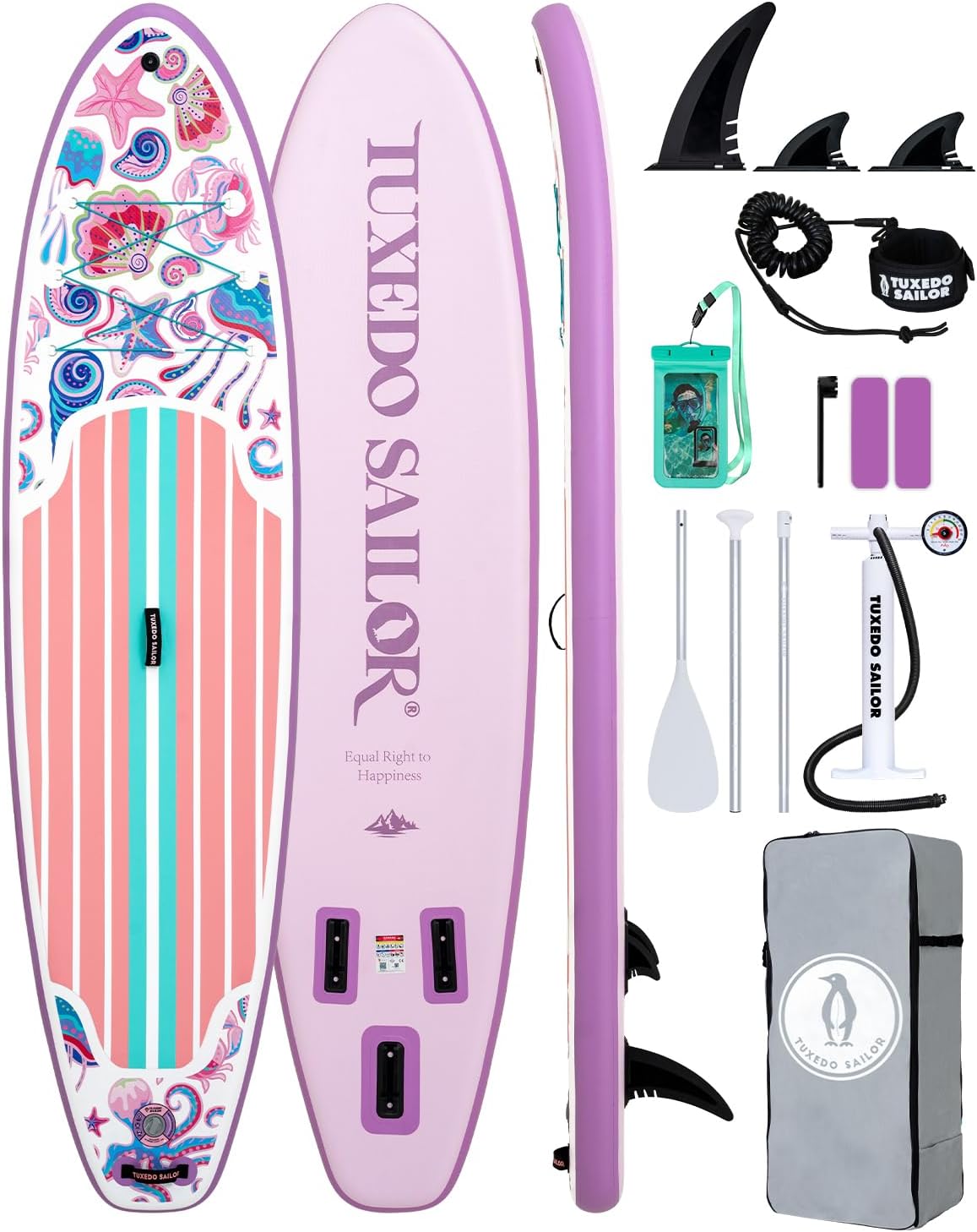 Detalle de Tuxedo Sailor 10'6"/11' Inflatable SUP with Accessories — Stable, Family‑Friendly Paddle Board
