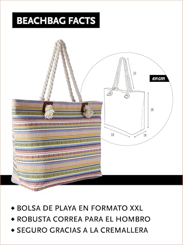 Thumbnail 2 de DonDon Bolso de playa grande impermeable con cremallera - Ethno
