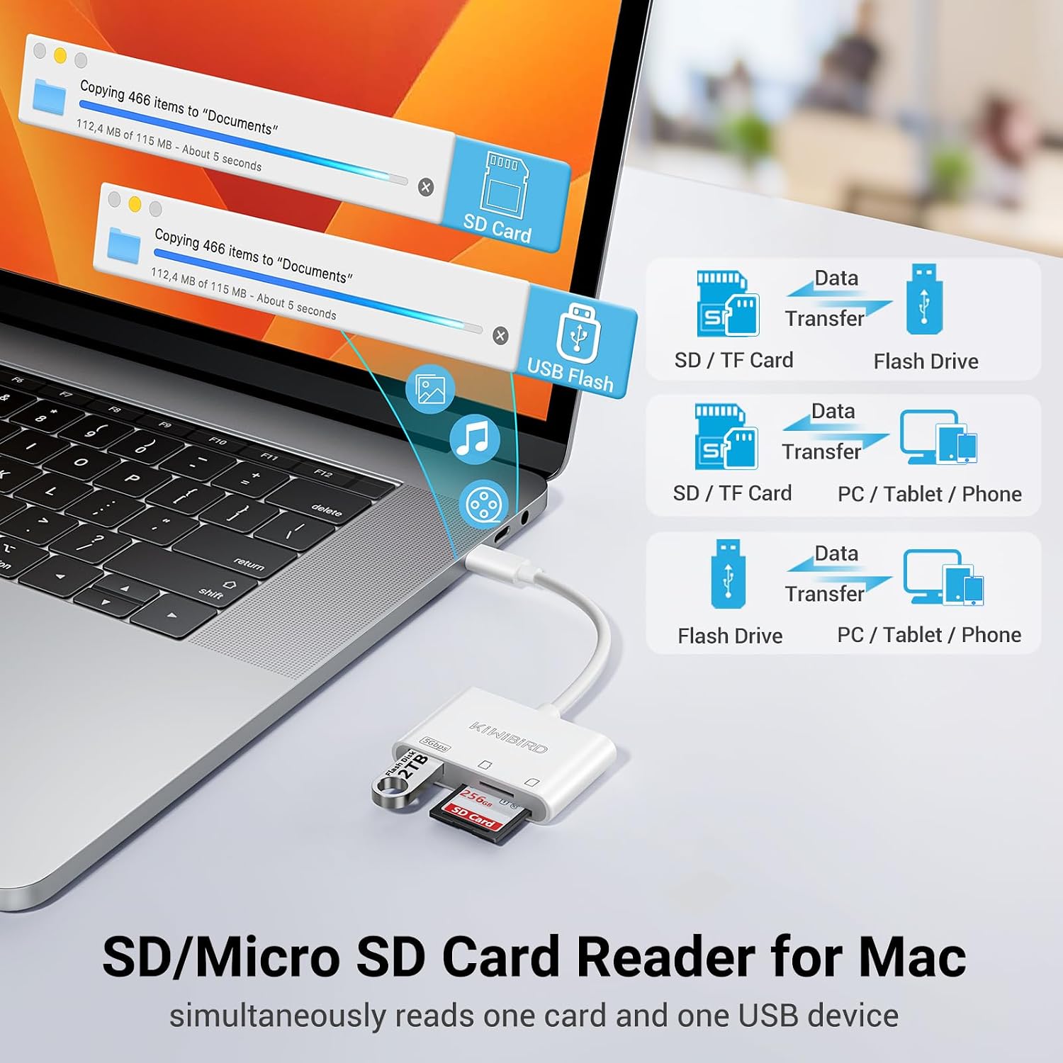 Detalle de KiWiBiRD USB C SD card reader 60MB/s