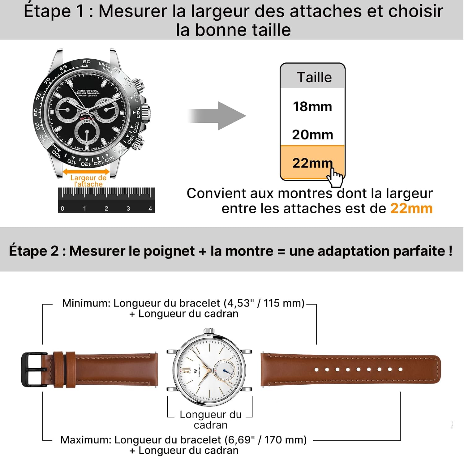 Thumbnail 3 de Fullmosa bracelets montre cuir 22 mm