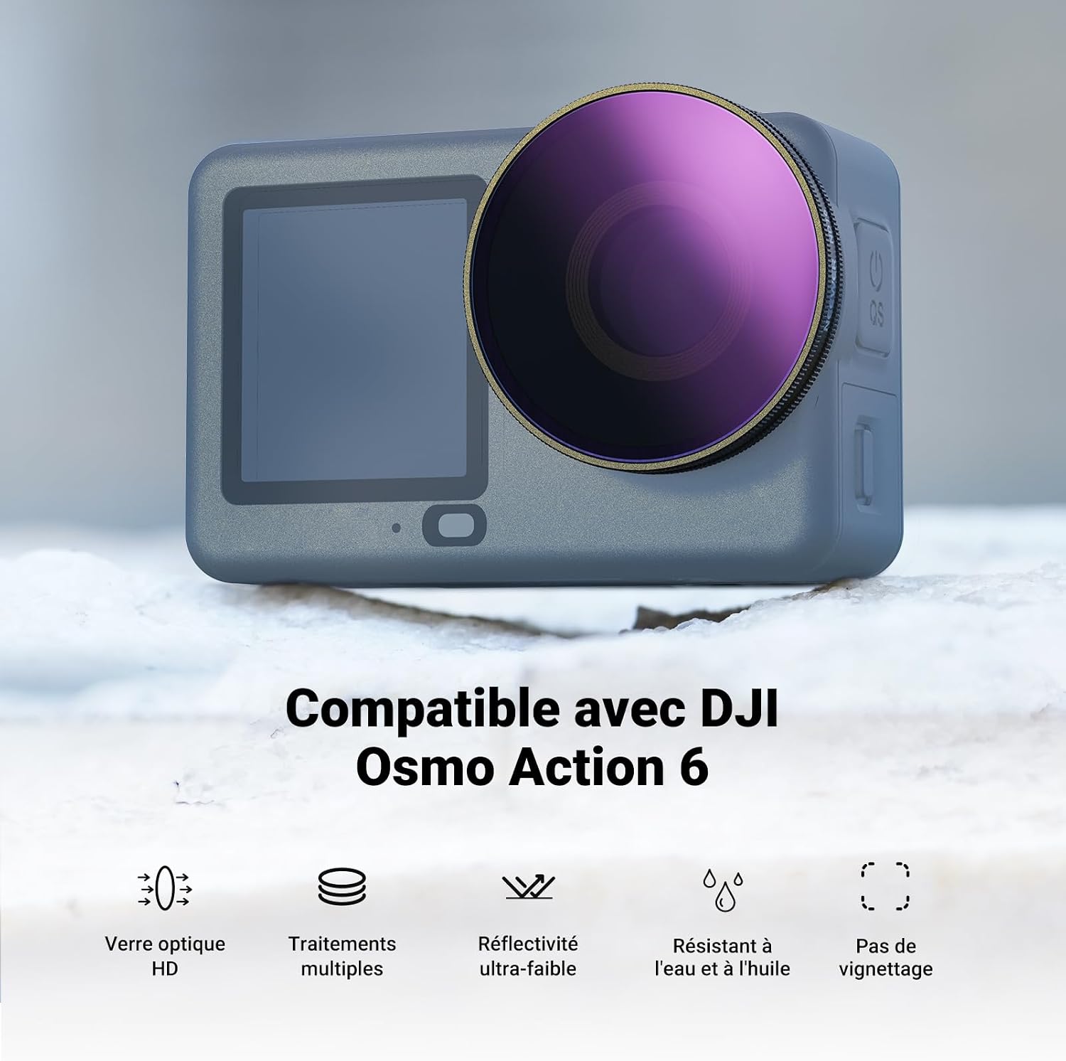 Detalle de NEEWER Kit de filtres CPL + ND FL-B100 pour DJI Osmo Action 6 (4 filtres ND8/16/32 + polarisant)