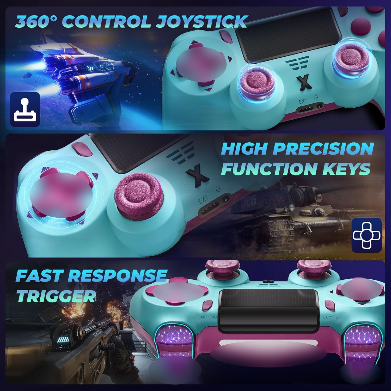 Thumbnail 1 de Suoxiom Wireless Controller für P4 (P4/Slim/Pro) – Bluetooth Gamepad mit Touchpanel, 6-Achsen-Gyro und 3,5-mm-Audiobuchse