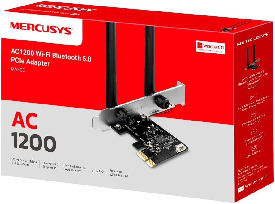 Thumbnail 6 de MERCUSYS MA30E AC1200 PCIe WiFi Adapter for PC — Dual Band, MU‑MIMO, Bluetooth 5.0