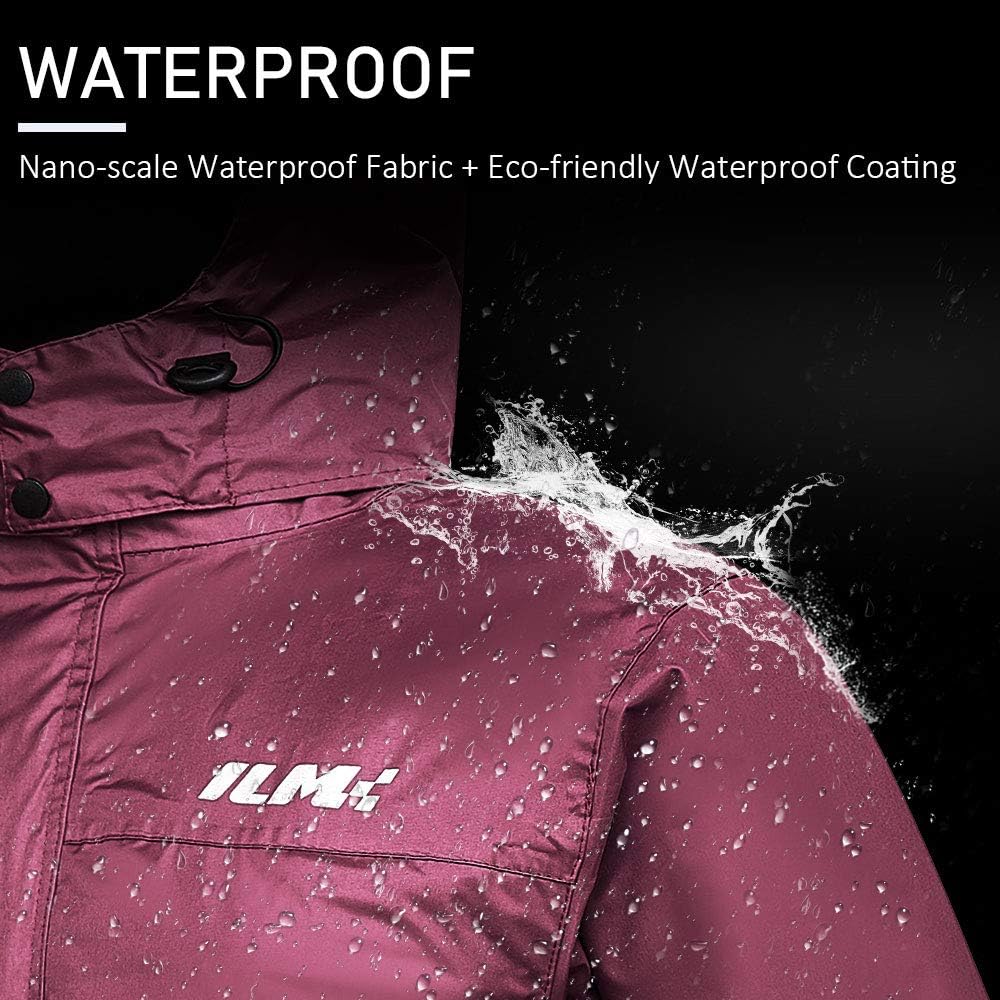Thumbnail 1 de ILM Ilm-rs02 Women’s Motorcycle Rain Suit, Wine Red, 6 Pockets