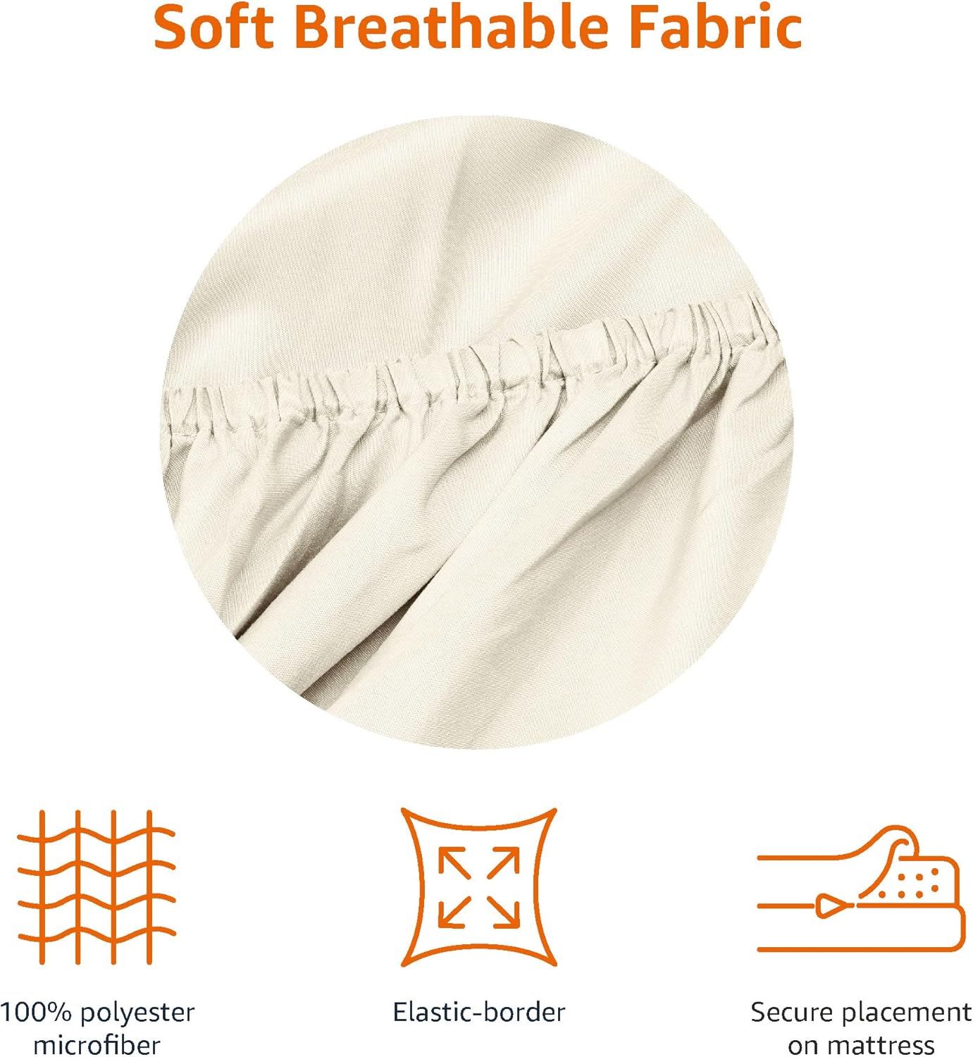 Thumbnail 2 de Amazon Basics Drap-housse en microfibre Beige 90 x 190 x 30 cm