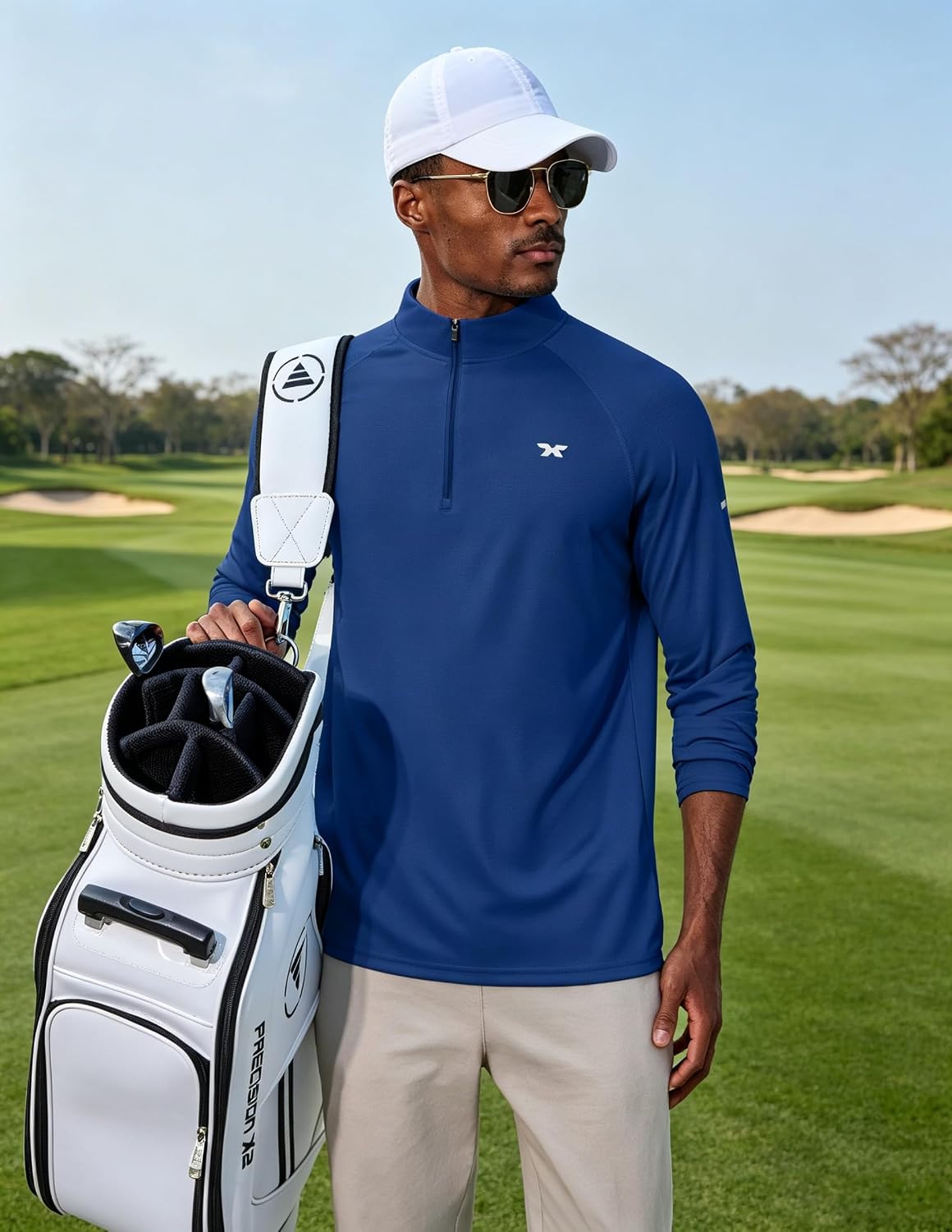 Detalle 1 de COOFANDY Men's Quarter-Zip Athletic Shirt UPF 50+