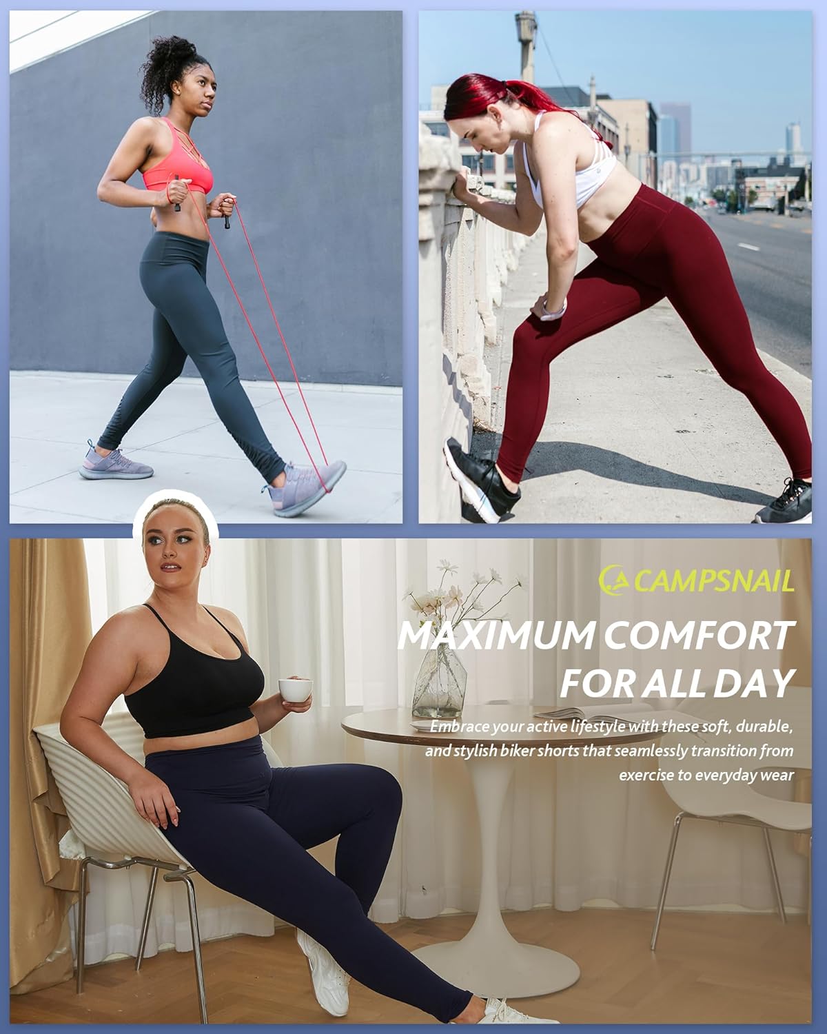 Thumbnail 3 de CAMPSNAIL 4-Pack High-Waisted Tummy Control Leggings for Women (Plus Size) — Yoga & Workout, Black