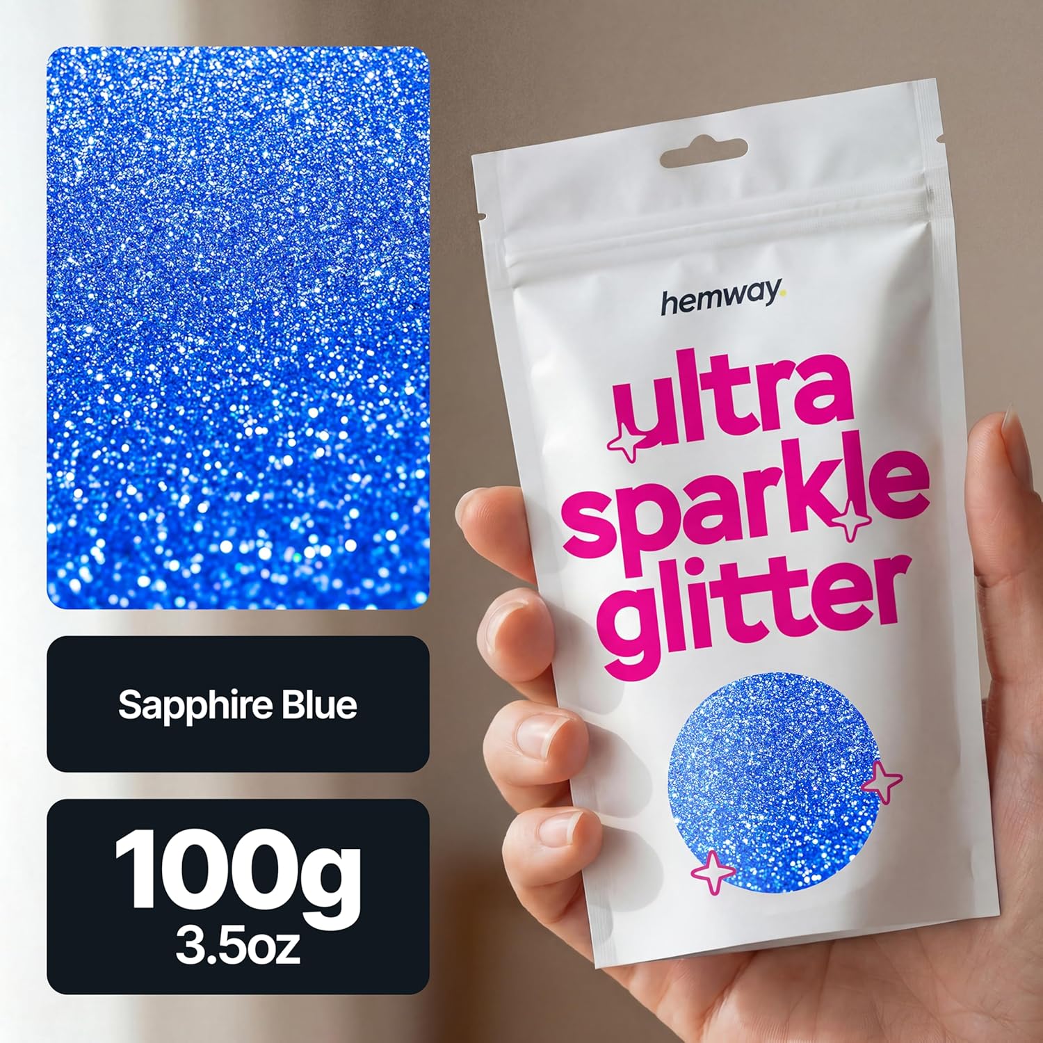 Detalle 2 de Hemway Ultra Sparkle Glitter Sapphire Blue 100g