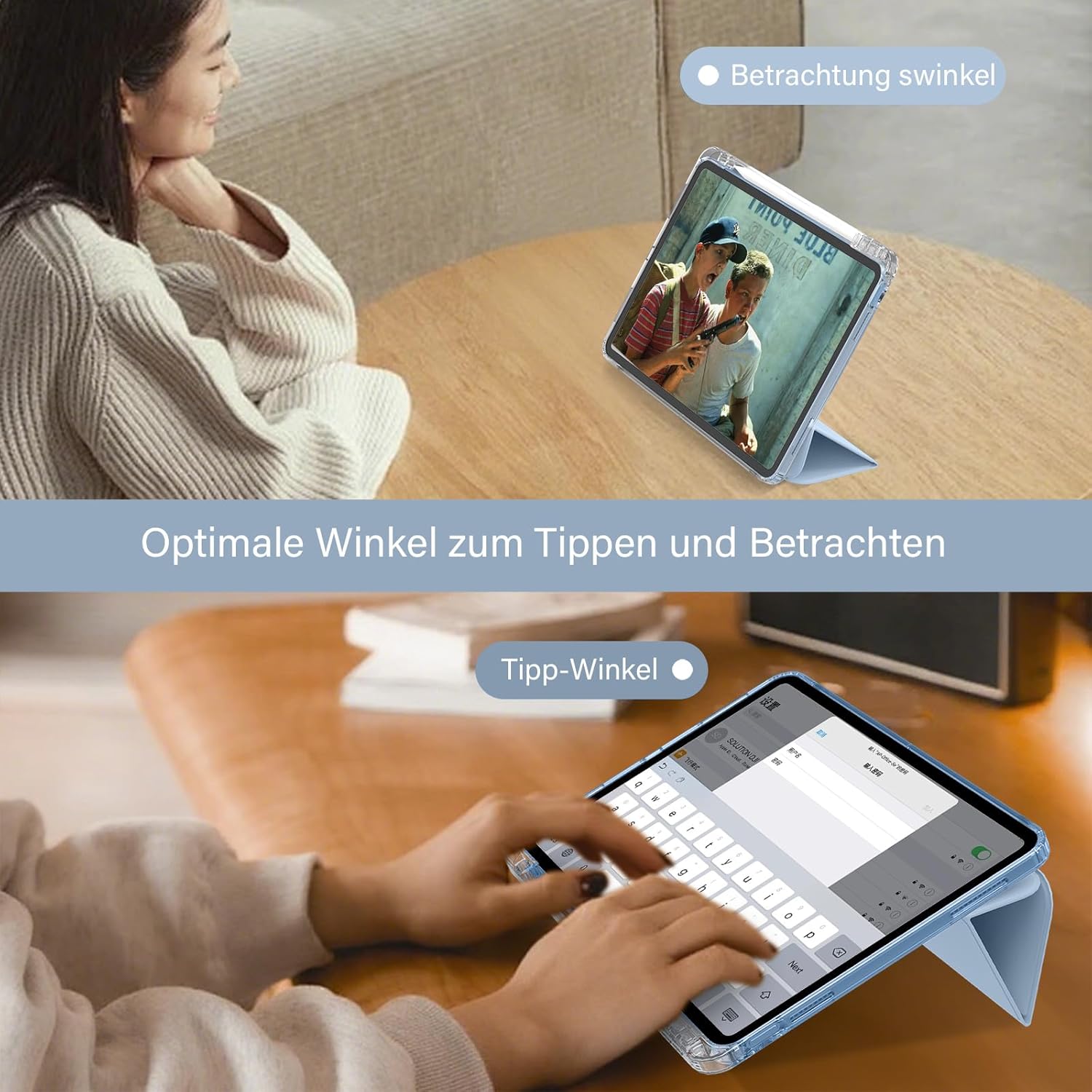 Thumbnail 6 de SZPSGC Hülle für iPad 11./10. Generation (11 Zoll/Auf 10,9 Zoll) mit Stifthalter, trifold & transparenter Rückseite – Blau