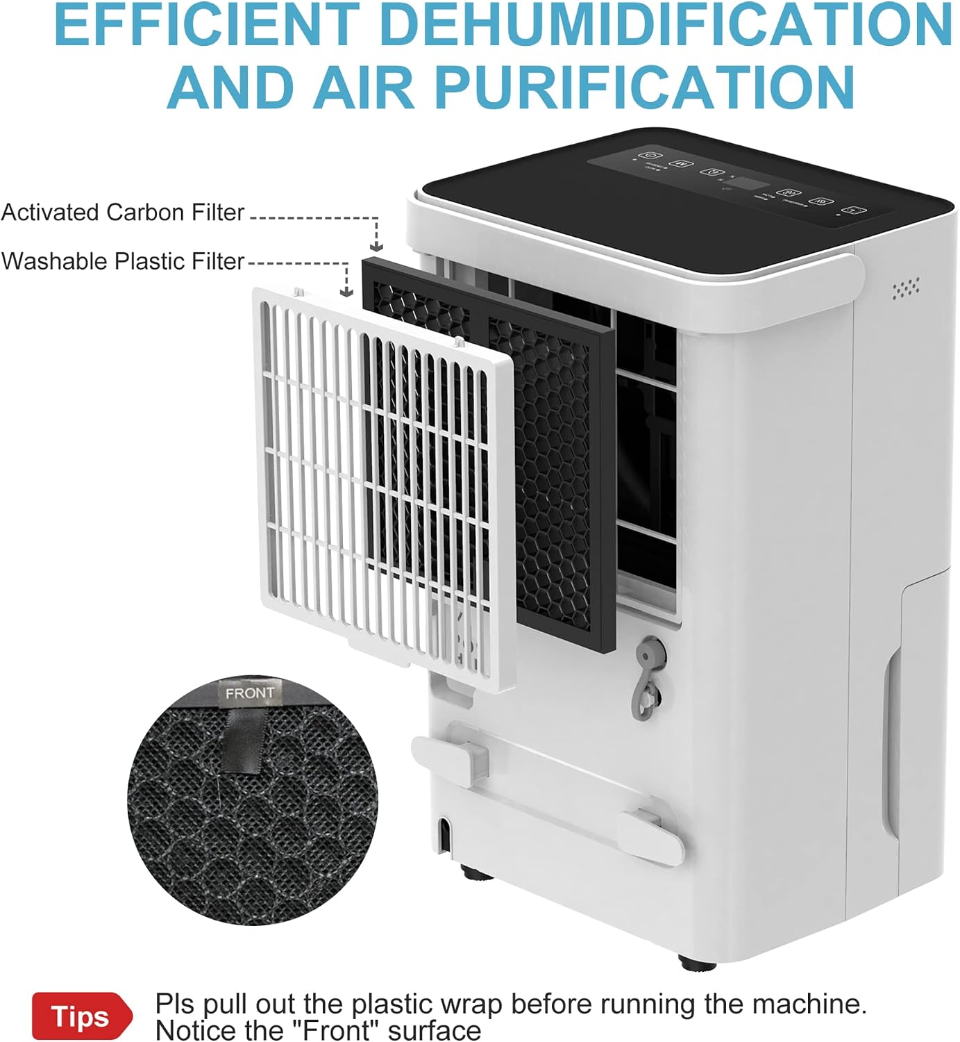 Detalle 2 de SHINCO 10L dehumidifier with continuous drain
