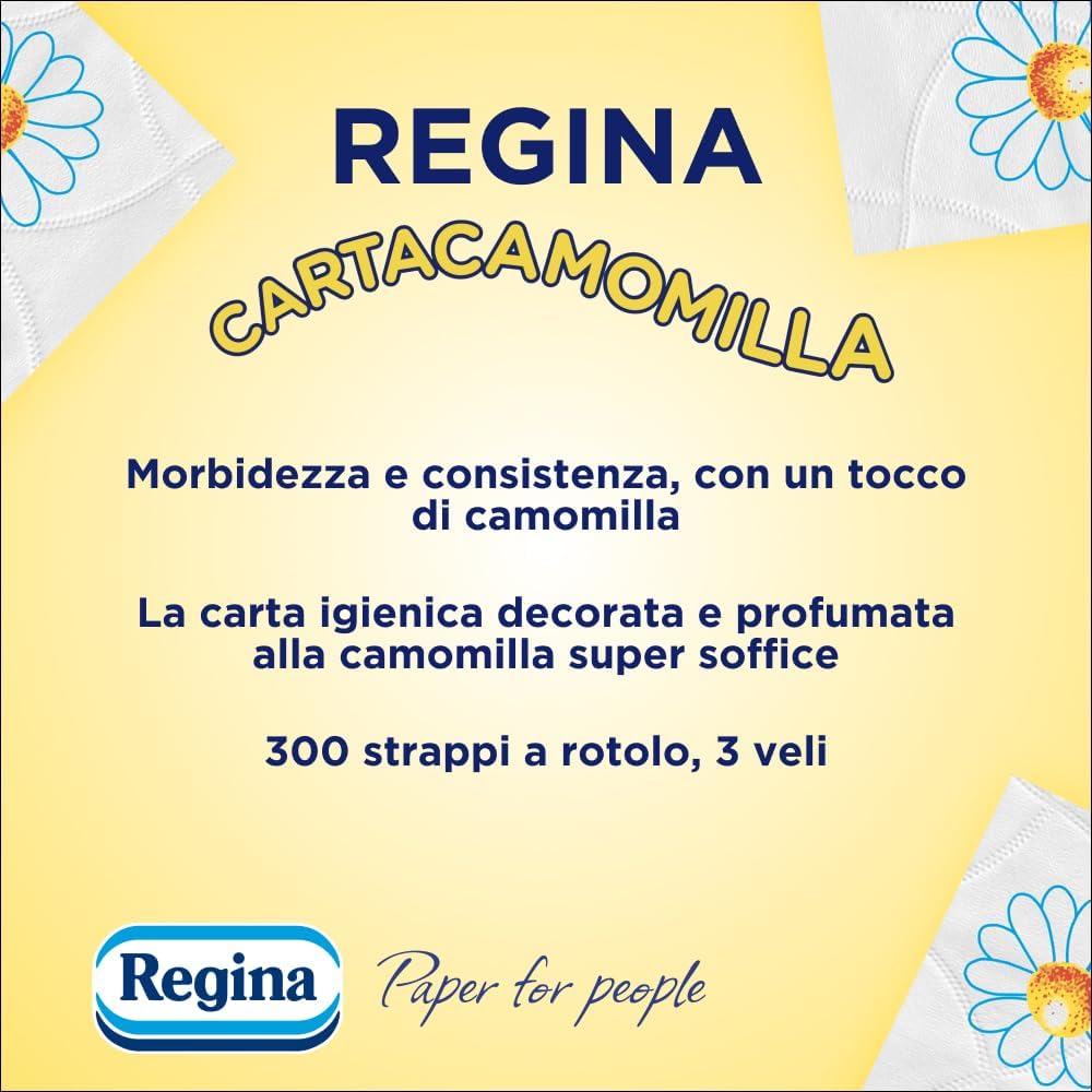 Detalle de Regina Cartacamomilla: 60 rotoli di carta igienica a 3 veli, morbidezza e profumo delicato (FSC)