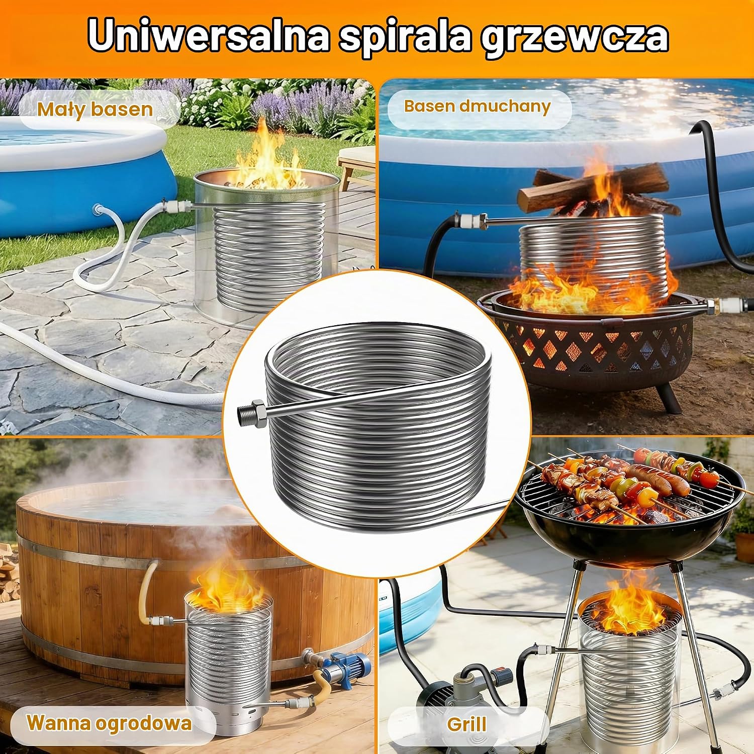Thumbnail 6 de UISEBRT RHX-(QN10438) spirala grzewcza do basenu, stal nierdzewna 304