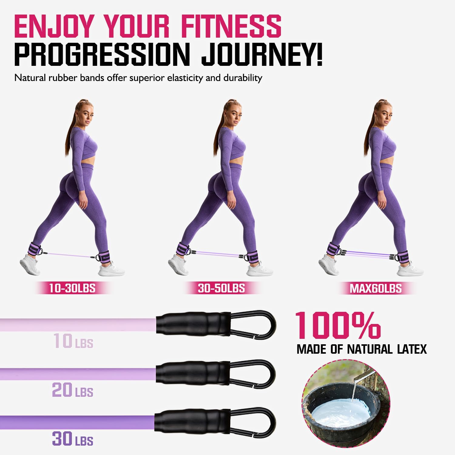 Thumbnail 6 de Ayombo workout equipment home gym Ankle Resistance Bands with Cuffs, 3 Levels