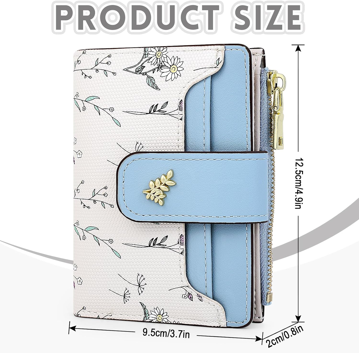 Detalle de Busnos Purses for Women: Small Blue PU Leather Card Holder Wallet with RFID Blocking
