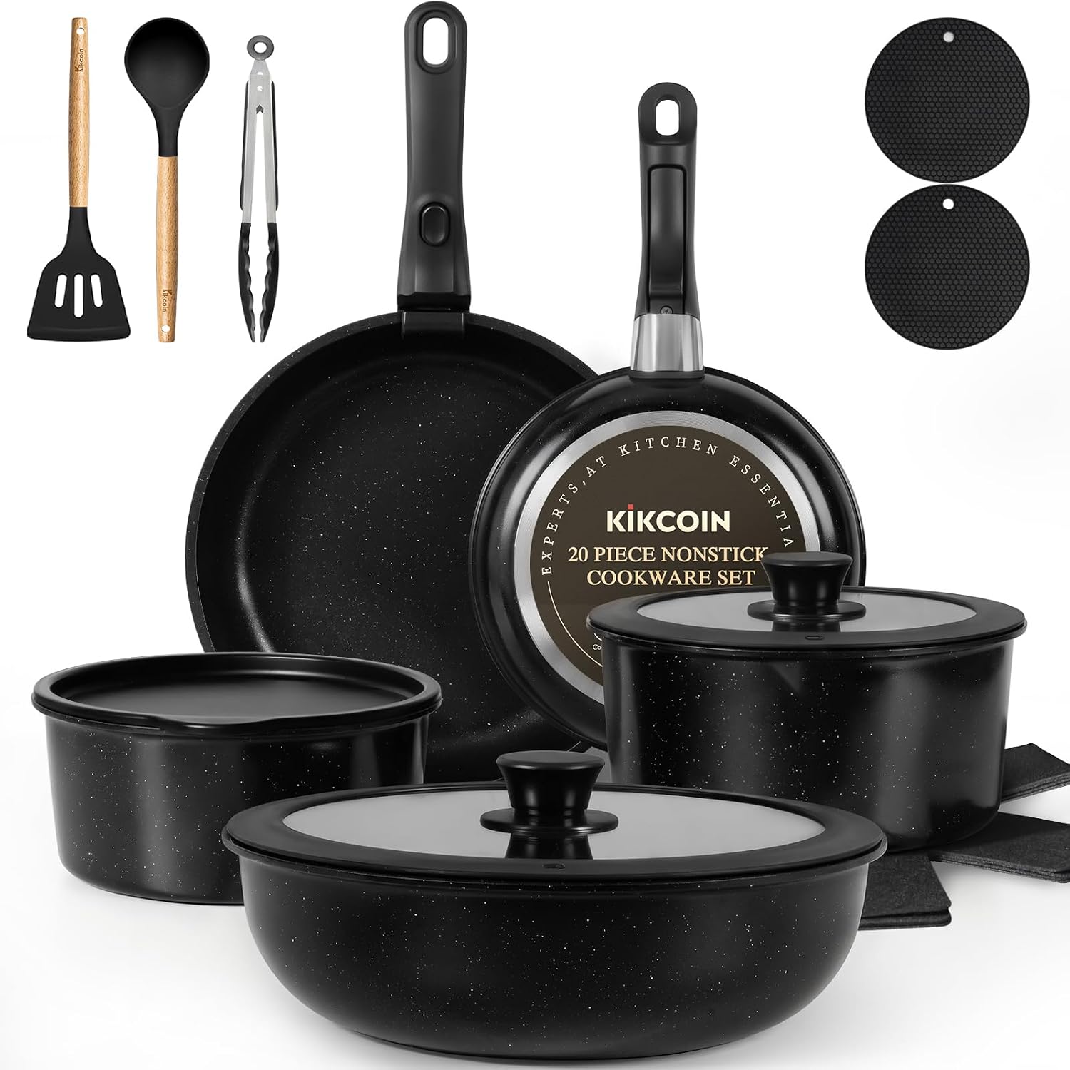 Detalle de KIKCOIN 20-Piece Nonstick Cookware Set