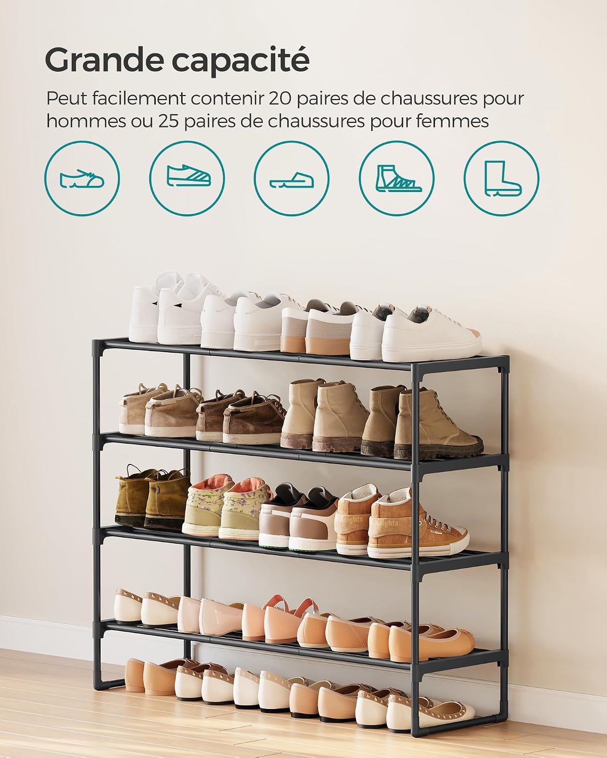 Thumbnail 5 de SONGMICS LSA14BK étagère à chaussures 20 paires