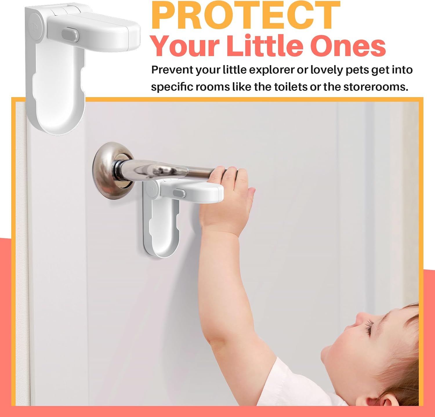 Thumbnail 1 de REDTRON Door Lever Lock (2 Pack) – Baby Safety Locks with 3M Adhesive