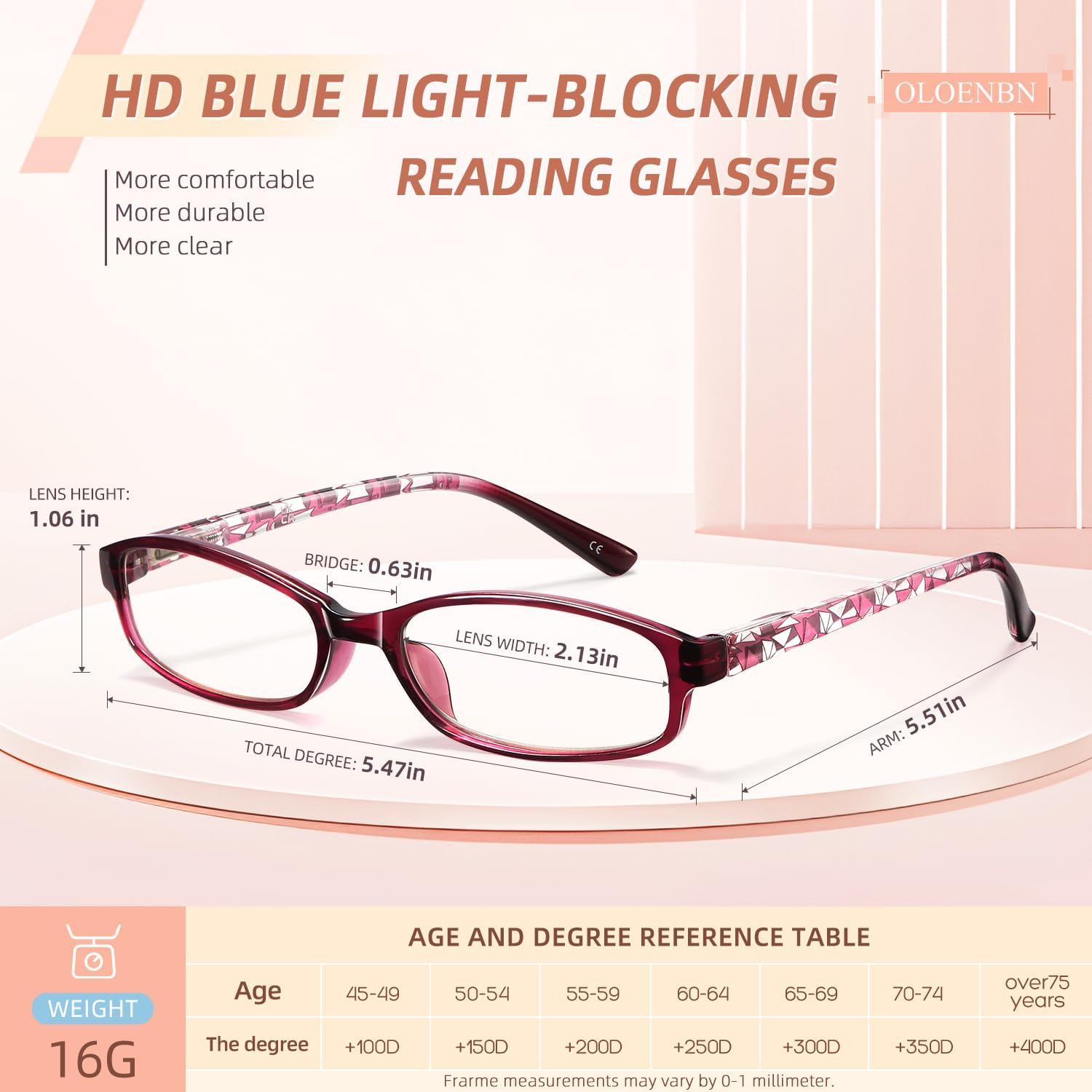 Detalle de OLOENBN Women's Reading Glasses, 6-Pack