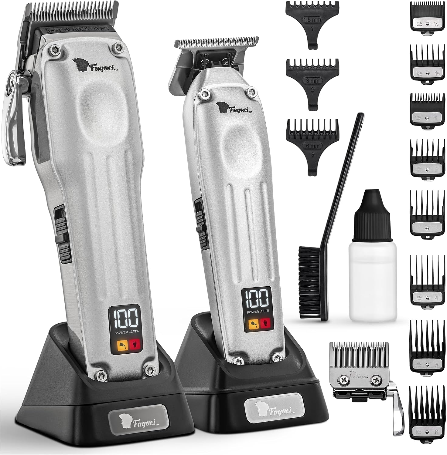 Detalle de Fagaci Tagliacapelli Uomo Professionale con Lame Ceramica/DLC e Motore Brushless – Precisione Superiore