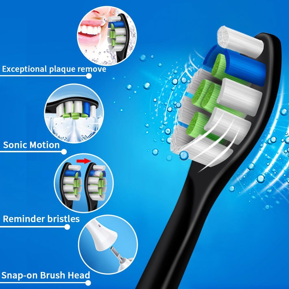 Detalle de 16 Pack Replacement Toothbrush Heads Compatible with Philips Sonicare Electric Toothbrush (8 White & 8 Black) by Betterchoi