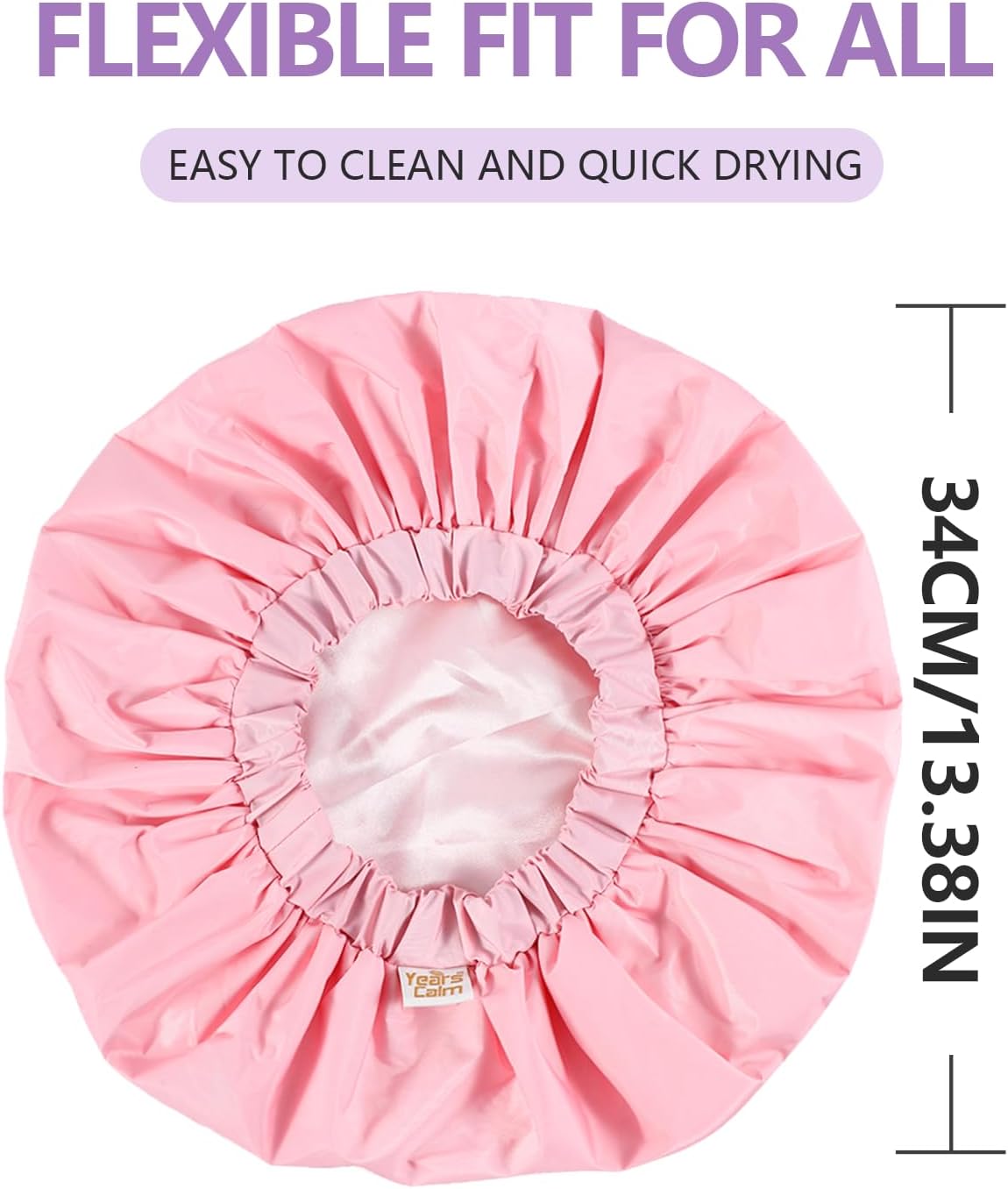 Thumbnail 1 de Years calm YC-JYM Waterproof Shower Cap, Extra-Large, Double-Layer, Pink