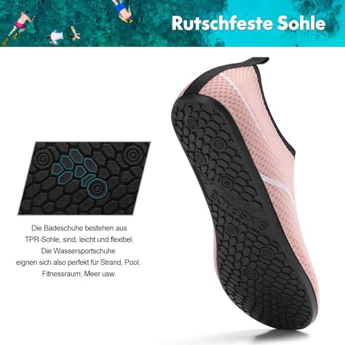 Detalle de Sixspace Damen Badeschuhe Pink 40 EU – Wasserschuhe für Strand, Pool und Wassersport