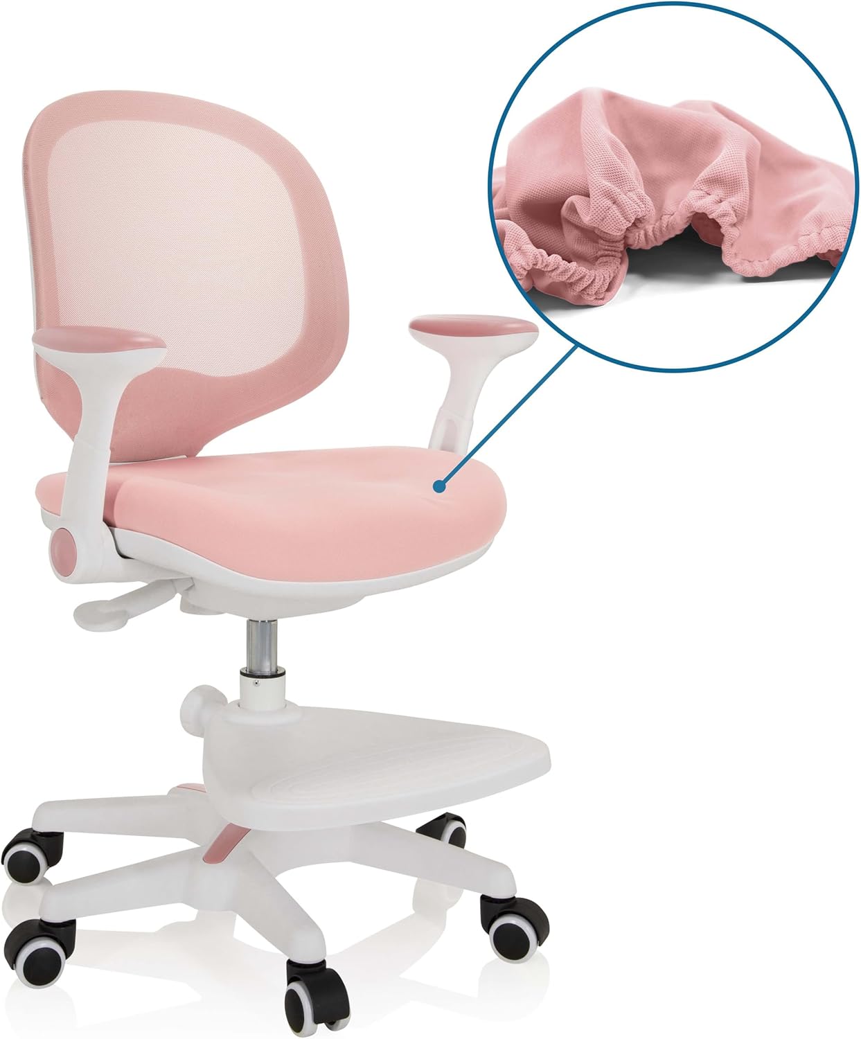 Detalle de Sedia per bambini KID ERGO di HJH Office – Ergonomica, regolabile e Rosa