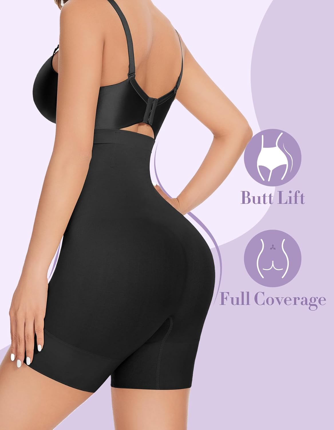 Detalle de YADIFEN Tummy Control Shapewear Shorts for Women with High Waist & Steel-Boned Waistband