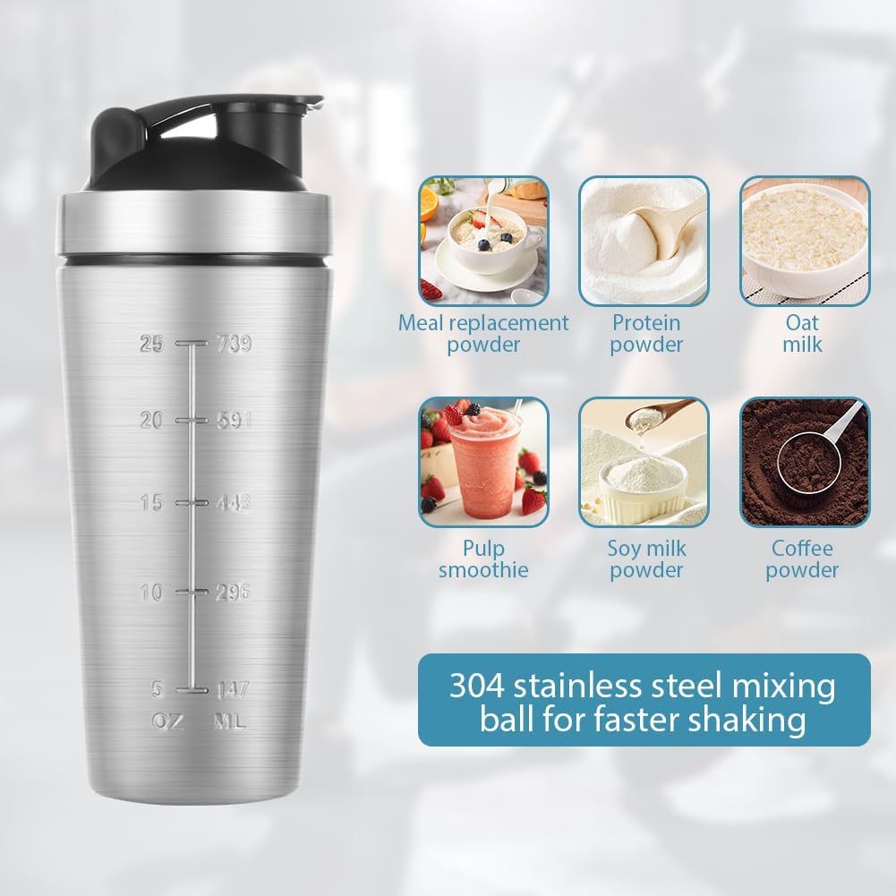 Thumbnail 4 de AOOWU Shaker à protéines en acier inoxydable 900 ml, anti-fuite, sans BPA