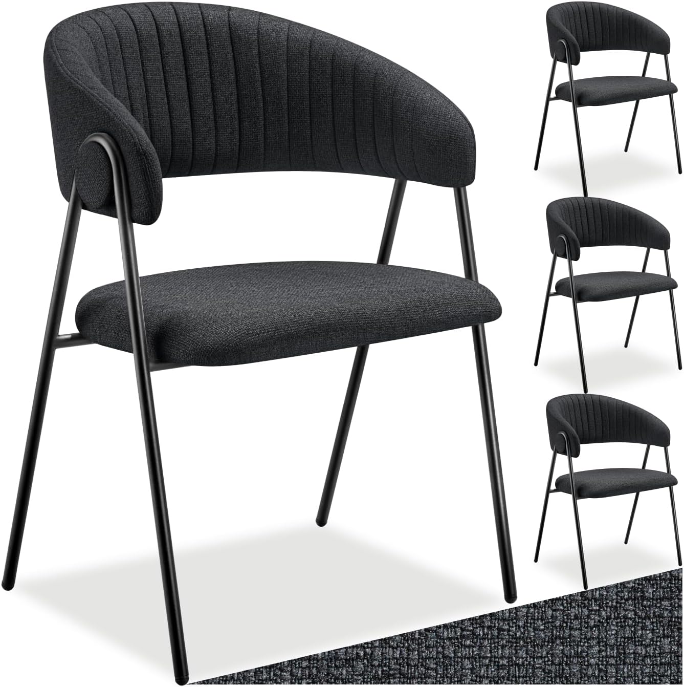 Detalle de tectake Bedano 405515 matstolar, 4-pack med quiltmönster och C-format ryggstöd
